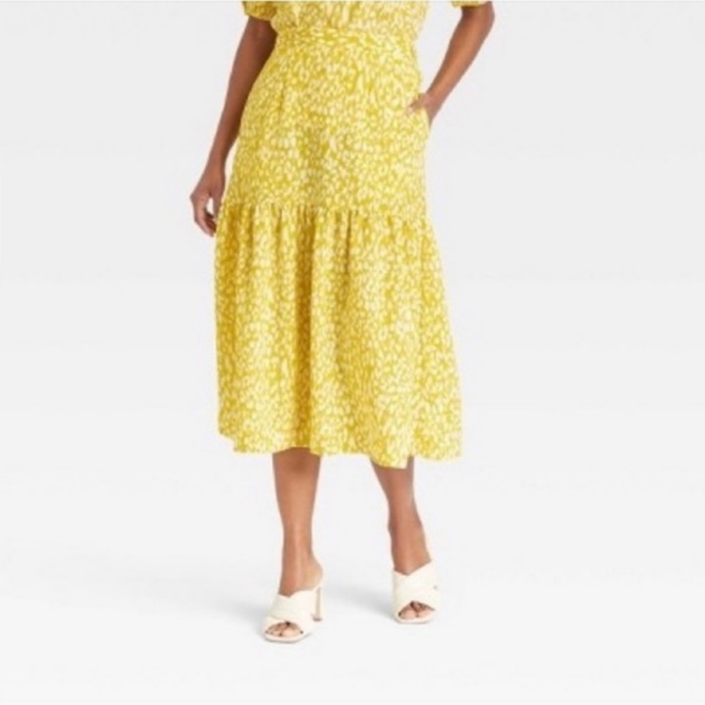 Who What Wear yellow midi skirt